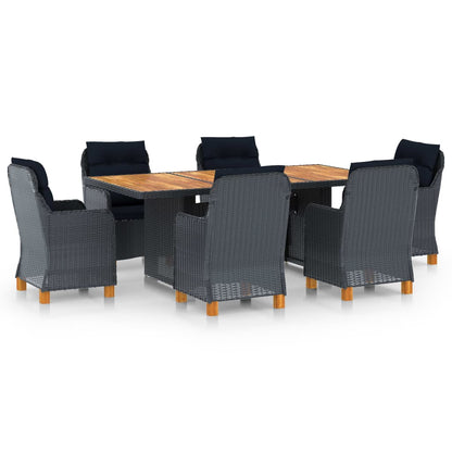 Outdoor Dining Set Dark Grey Round PE rattan 7 Piece Set Durable