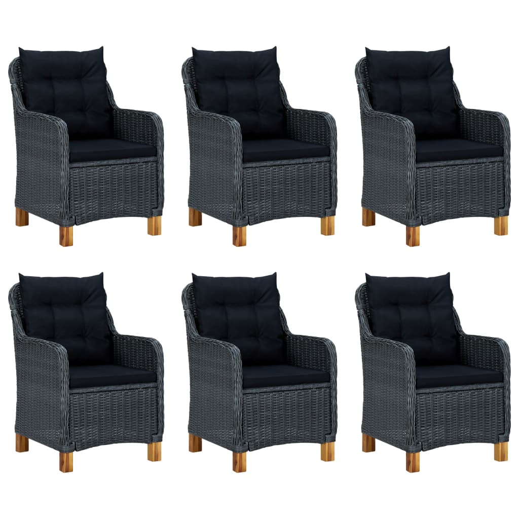 Outdoor Dining Set Dark Grey Round PE rattan 7 Piece Set Durable