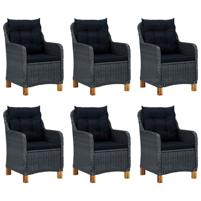 Outdoor Dining Set Dark Grey Round PE rattan 7 Piece Set Durable