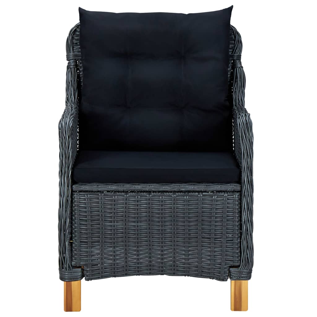 Outdoor Dining Set Dark Grey Round PE rattan 7 Piece Set Durable