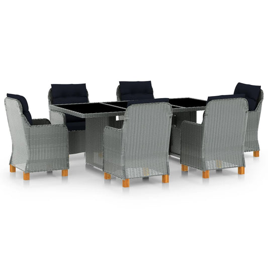 Outdoor Dining Set Light Grey Round PE Rattan 6-Piece Set