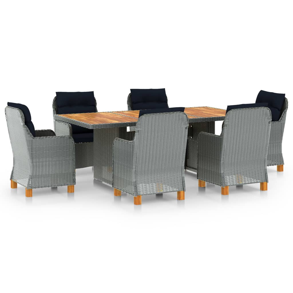 Patio Dining Set Set of 6 Light grey, Black
