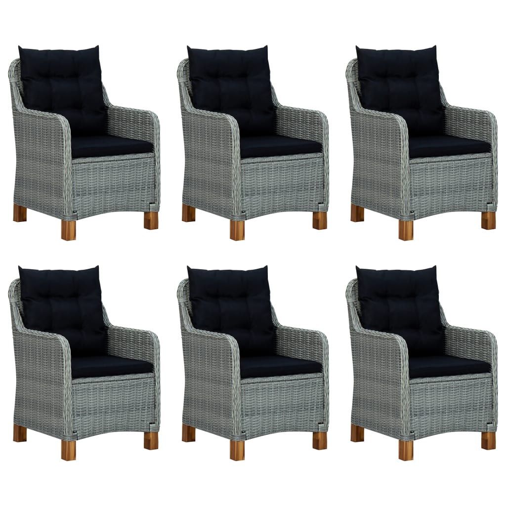 Patio Dining Set Set of 6 Light grey, Black