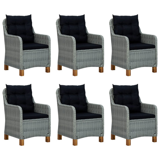 Patio Dining Set Set of 6 Light grey, Black