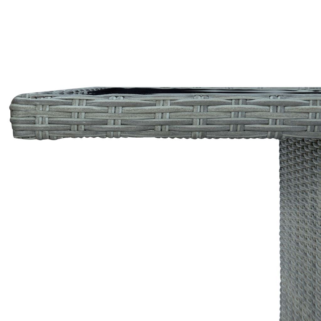 Outdoor Dining Set Light Grey and Black Round PE rattan