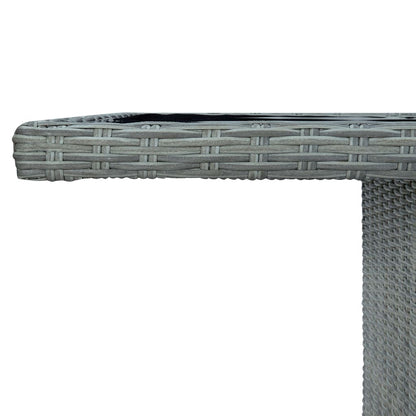 Outdoor Dining Set Light Grey and Black Round PE rattan