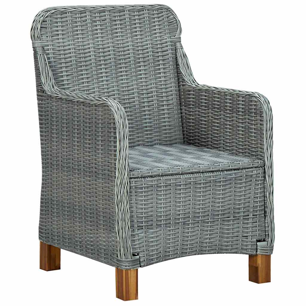 Outdoor Dining Set Light Grey and Black Round PE rattan