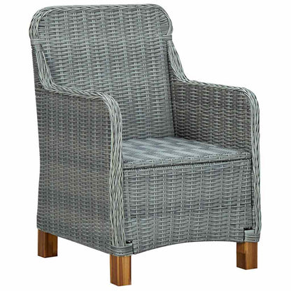 Outdoor Dining Set Light Grey and Black Round PE rattan