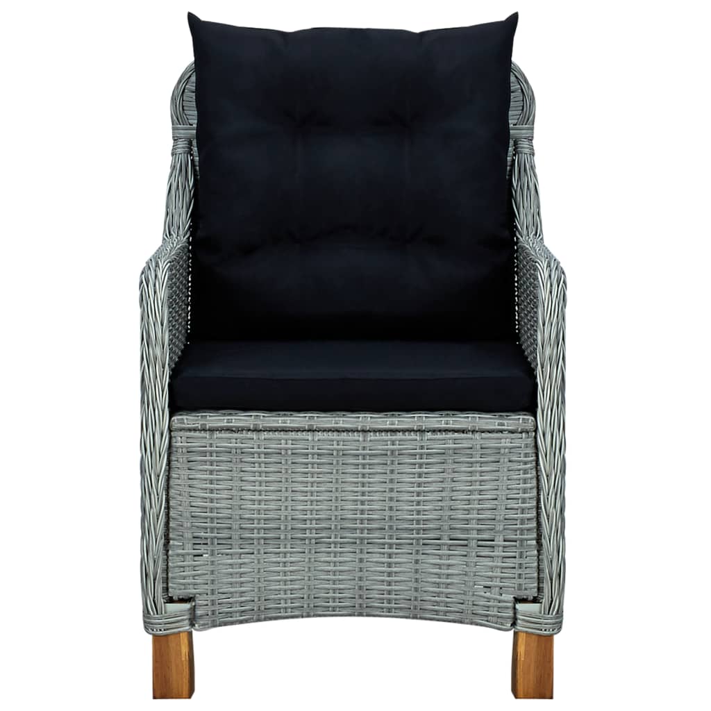 Outdoor Dining Set Light Grey and Black Round PE rattan