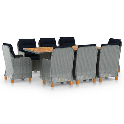 Patio Dining Set Set of 8 Light Gray, Black