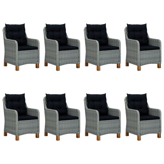 Patio Dining Set Set of 8 Light Gray, Black