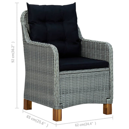 Patio Dining Set Set of 8 Light Gray, Black