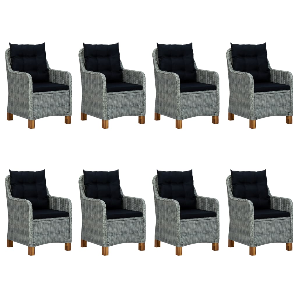 Patio Dining Set Set of 8 Light Gray, Black