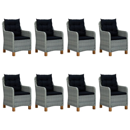 Patio Dining Set Set of 8 Light Gray, Black