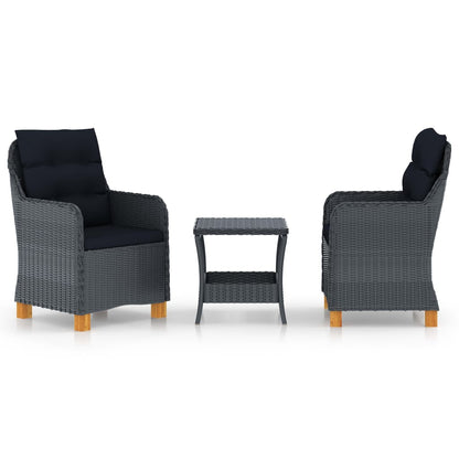 Garden Lounge Set Dark Grey Poly Rattan Medium Removable Covers