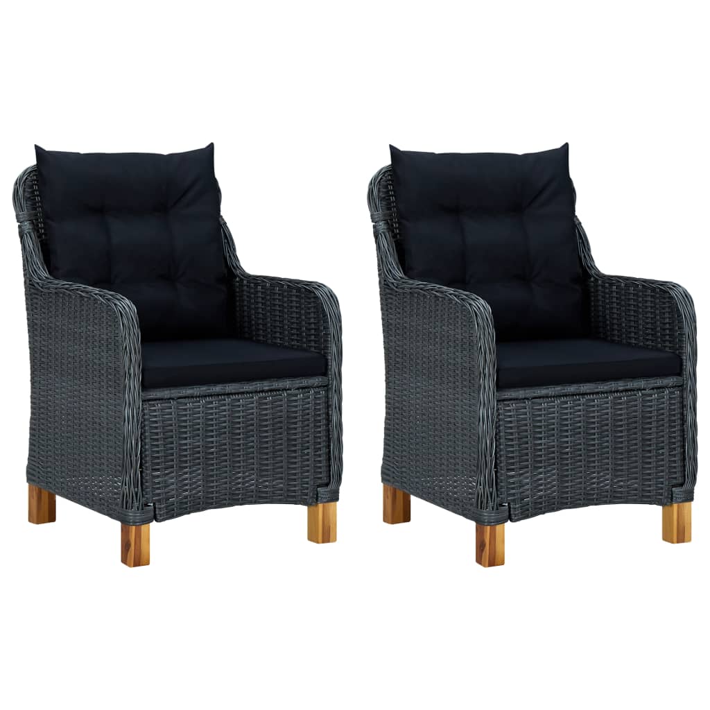 Garden Lounge Set Dark Grey Poly Rattan Medium Removable Covers