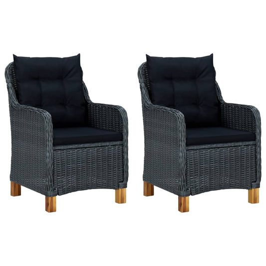 Garden Lounge Set Dark Grey Poly Rattan Medium Removable Covers