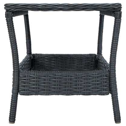 Garden Lounge Set Dark Grey Poly Rattan Medium Removable Covers