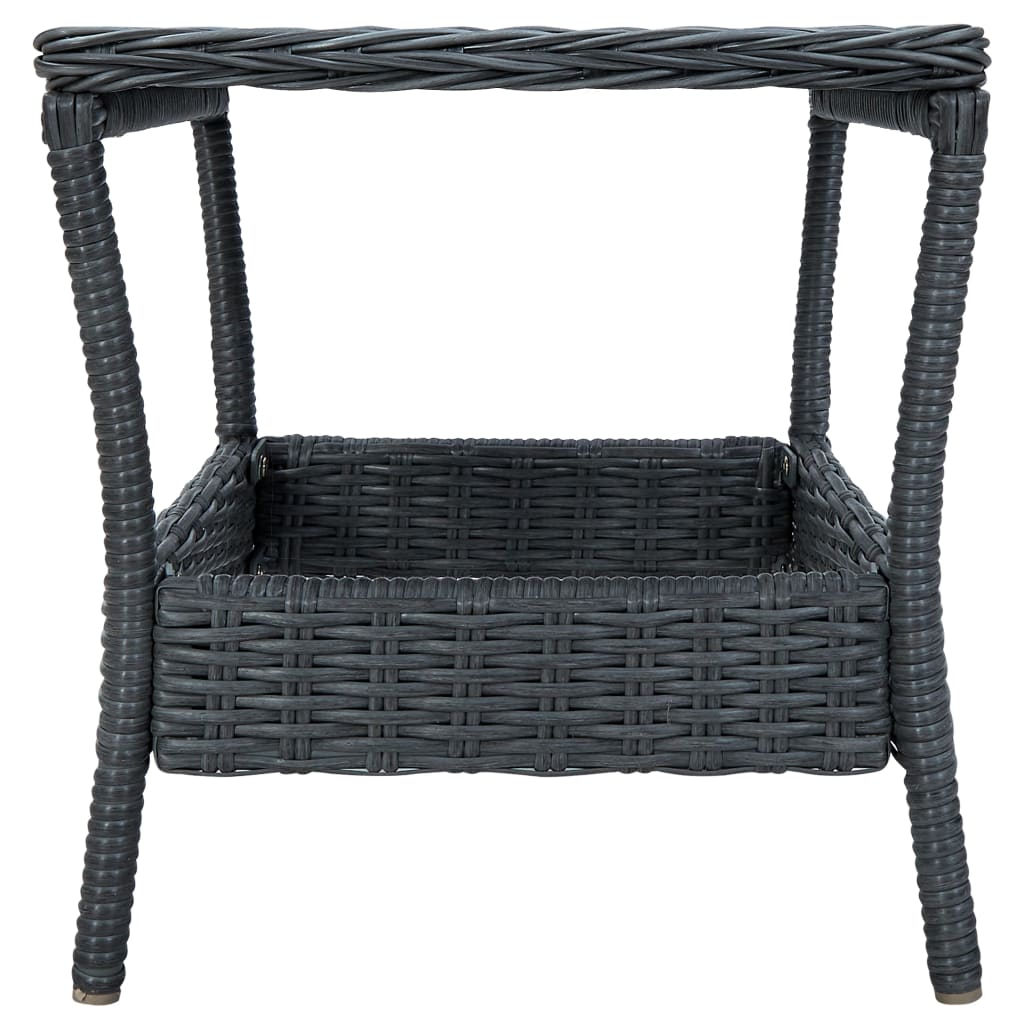Garden Lounge Set Dark Grey Poly Rattan Medium Removable Covers