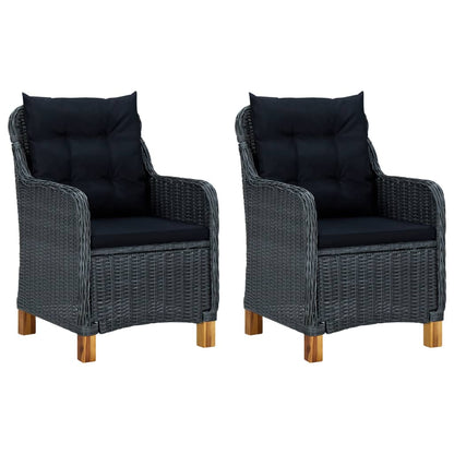 Garden Lounge Set Dark Grey Poly Rattan Medium Removable Covers