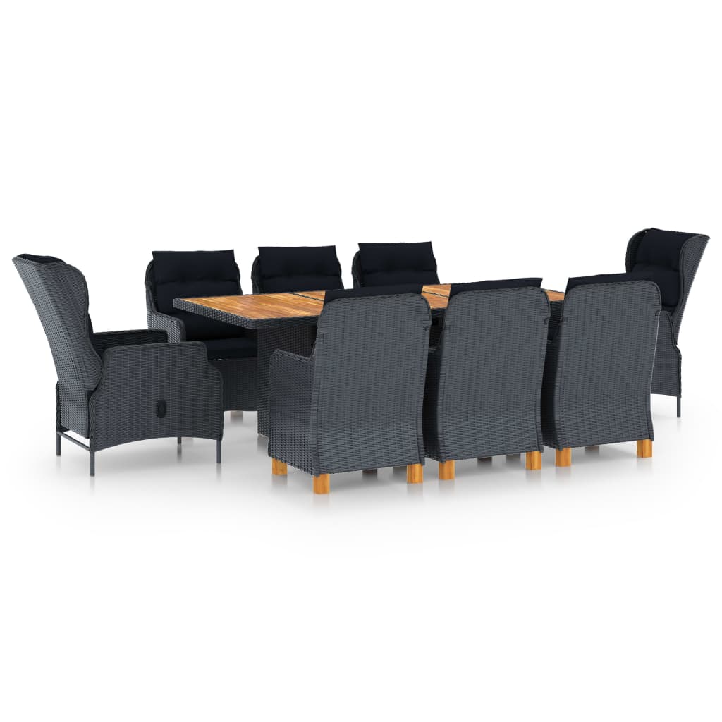 Outdoor Dining Set Dark Grey Poly Rattan Large Outdoor Dining Set