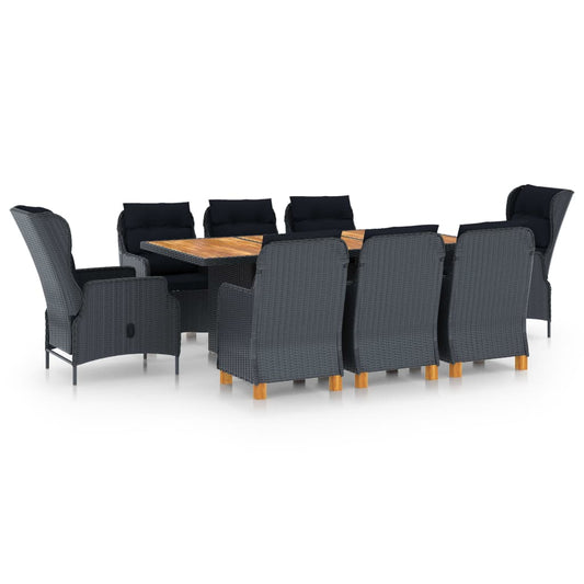 Outdoor Dining Set Dark Grey Poly Rattan Large Outdoor Dining Set