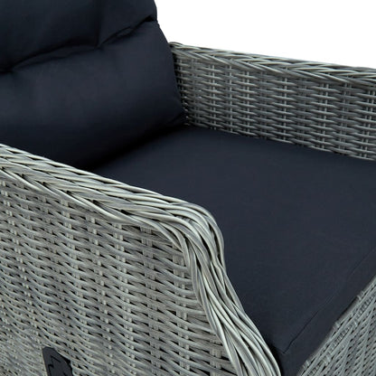 9 Piece Patio Dining Set with Cushions Poly Rattan Light Gray