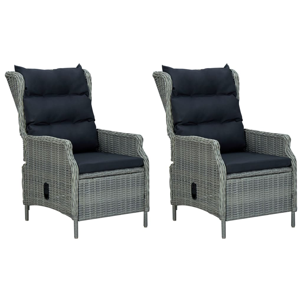 9 Piece Patio Dining Set with Cushions Poly Rattan Light Gray