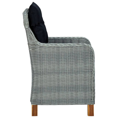 9 Piece Patio Dining Set with Cushions Poly Rattan Light Gray