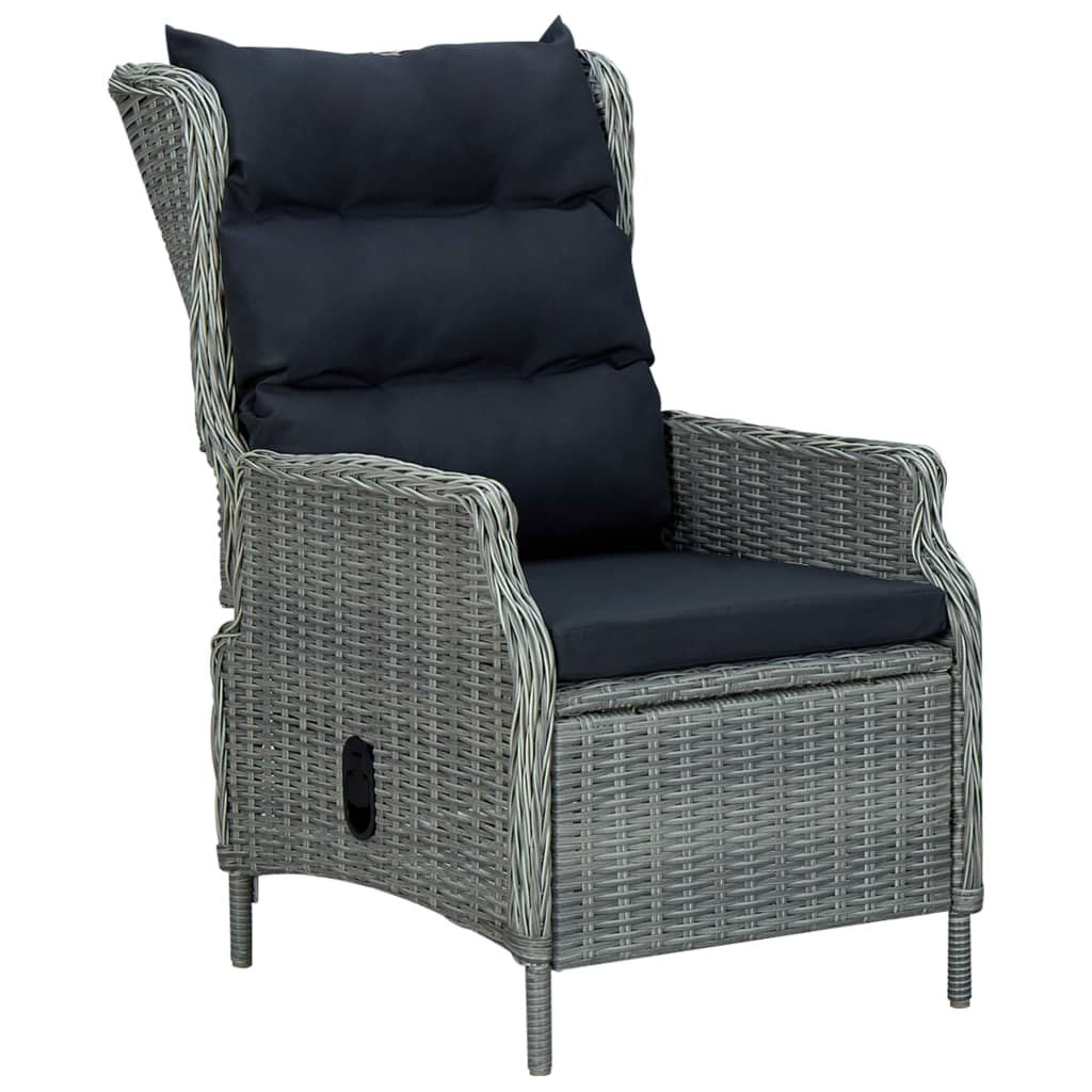9 Piece Patio Dining Set with Cushions Poly Rattan Light Gray