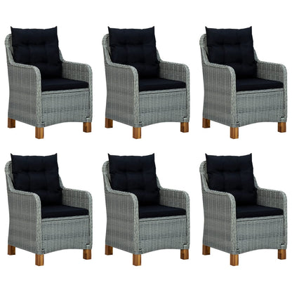 9 Piece Patio Dining Set with Cushions Poly Rattan Light Gray