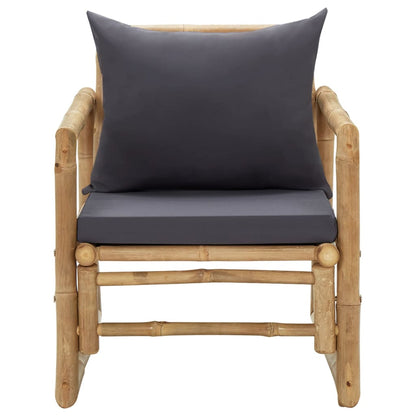 Garden Chair Set of 2 Dark grey, Natural Bamboo, Polyester