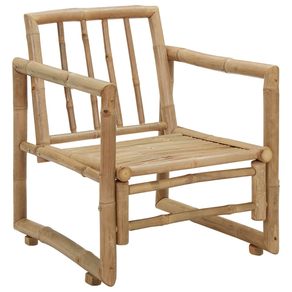 Garden Chair Set of 2 Dark grey, Natural Bamboo, Polyester