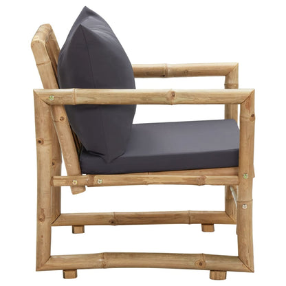 Garden Chair Set of 2 Dark grey, Natural Bamboo, Polyester