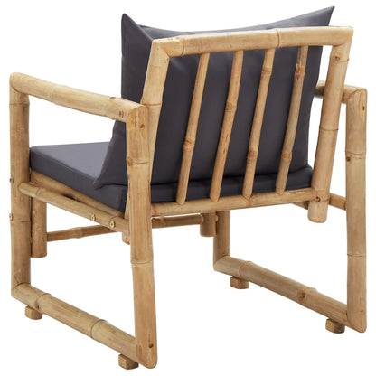 Garden Chair Set of 2 Dark grey, Natural Bamboo, Polyester