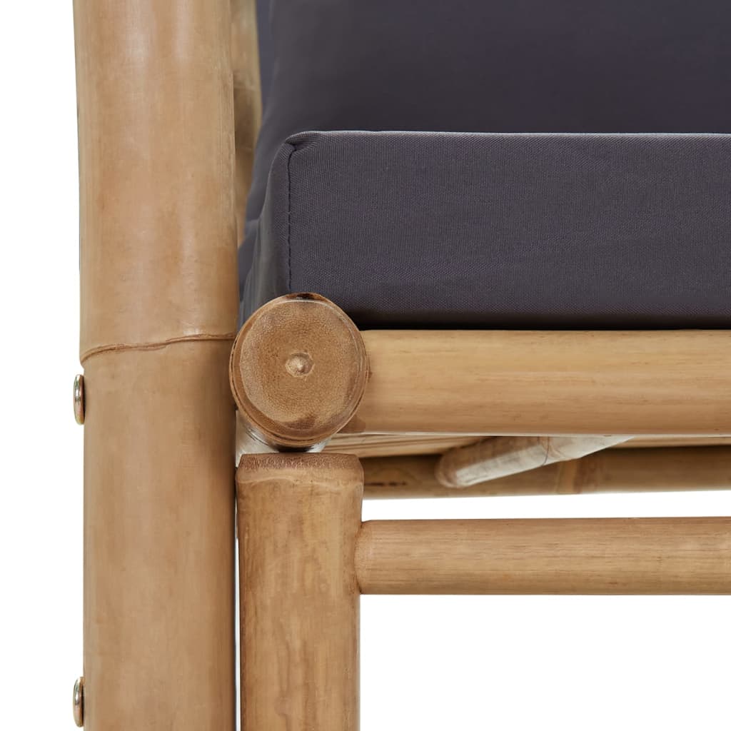 Garden Chair Set of 2 Dark grey, Natural Bamboo, Polyester