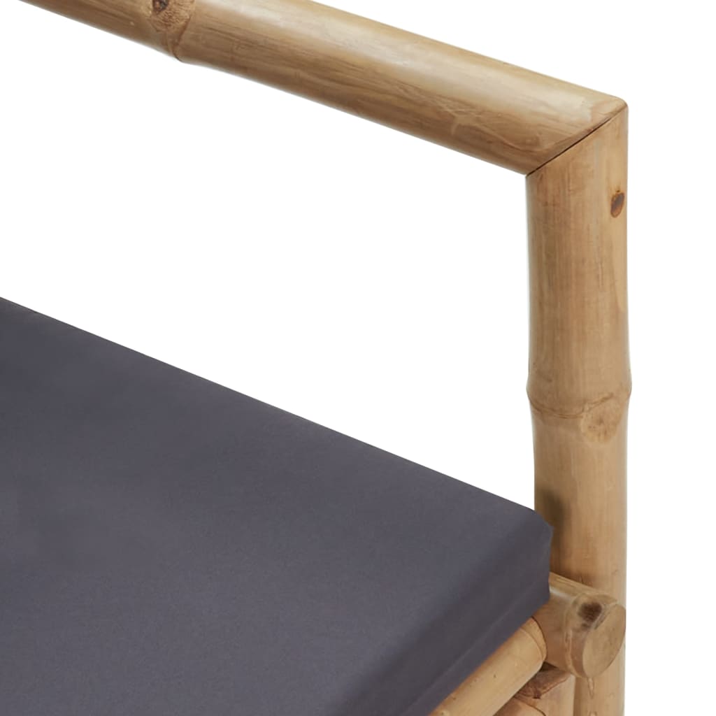 Garden Chair Set of 2 Dark grey, Natural Bamboo, Polyester