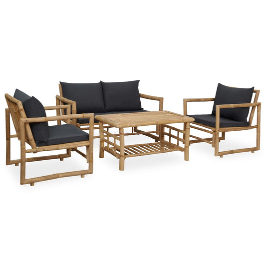 Garden Lounge Set Dark gray Bamboo Standard Seats Many
