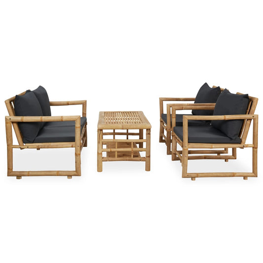 Garden Lounge Set Dark gray Bamboo Standard Seats Many