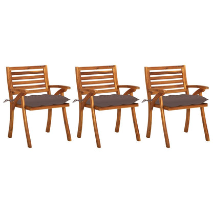 Patio Dining Chair Set of 3 Natural wood Solid Acacia wood