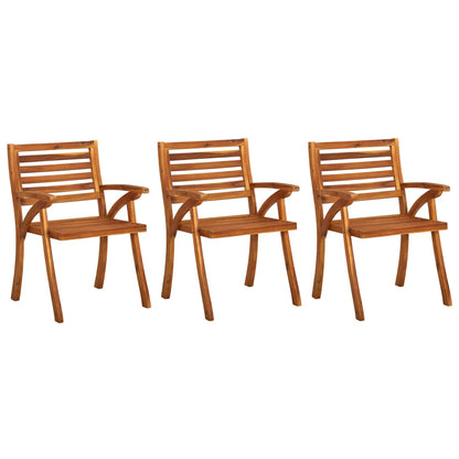Patio Dining Chair Set of 3 Natural wood Solid Acacia wood