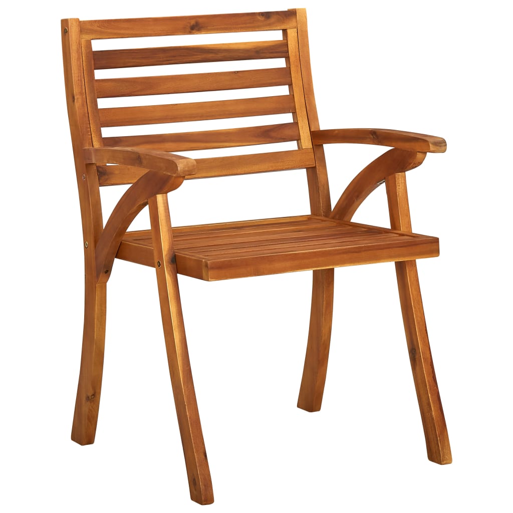 Patio Dining Chair Set of 3 Natural wood Solid Acacia wood