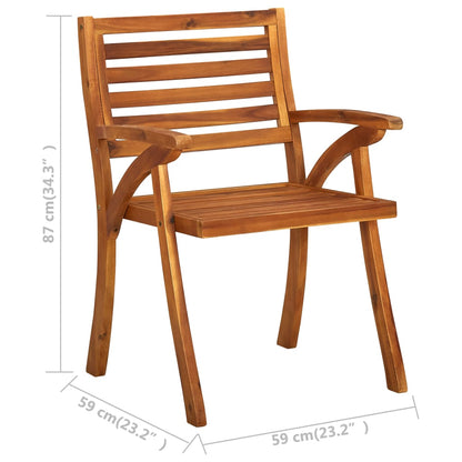Patio Dining Chair Set of 3 Natural wood Solid Acacia wood