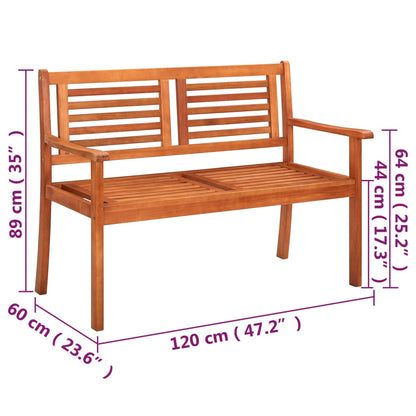 Bench Brown Solid eucalyptus wood 47.2 in Ergonomic Bench