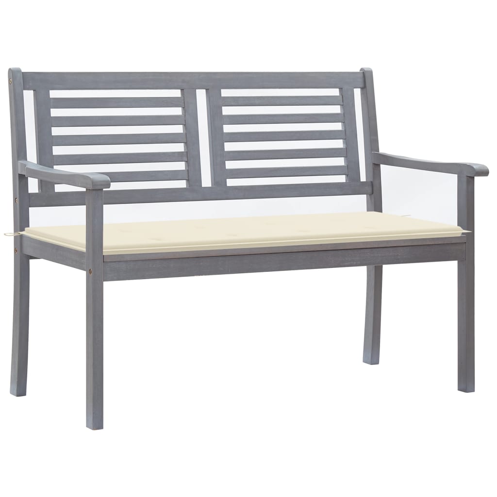 Bench Grey Solid eucalyptus wood 2-Seater Ergonomic Bench