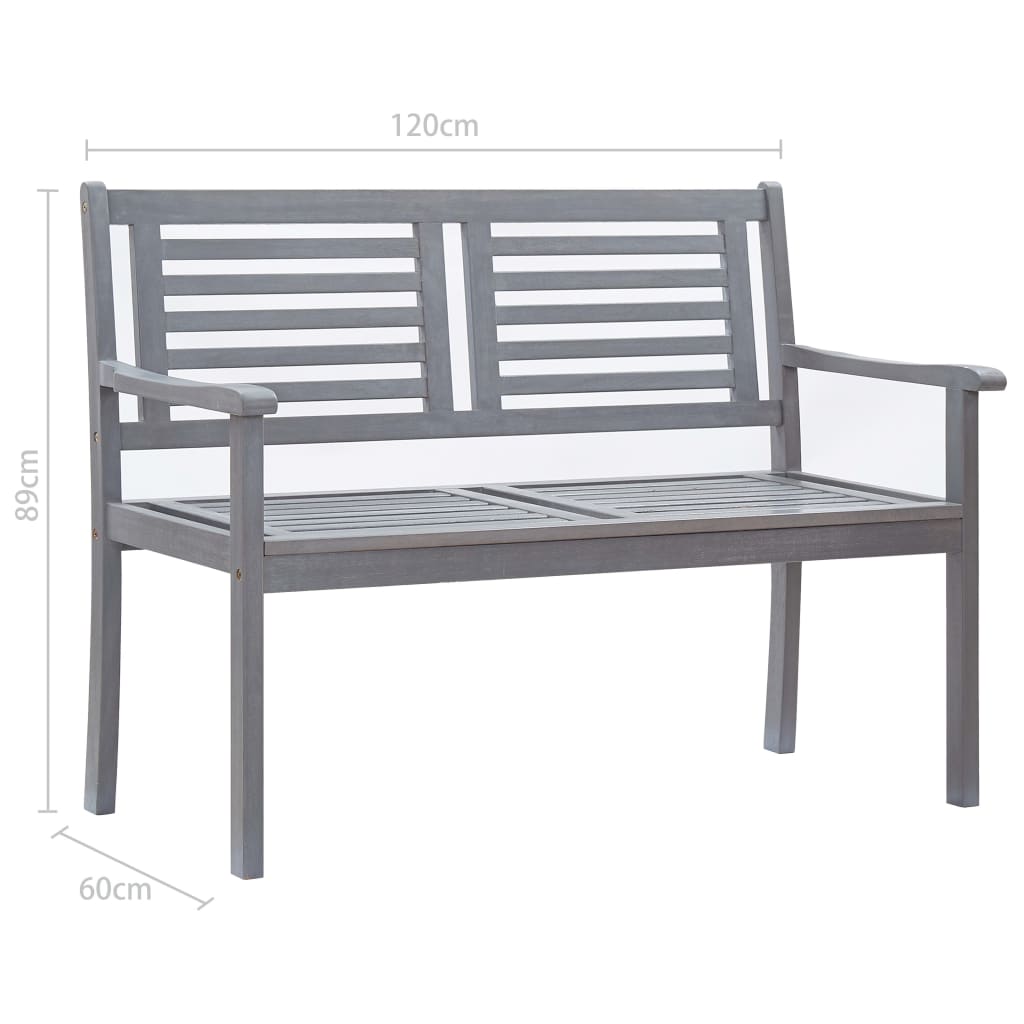 Bench Grey Solid eucalyptus wood 2-Seater Ergonomic Bench