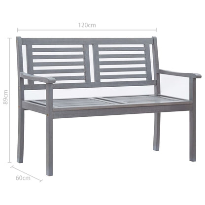 Bench Grey Solid eucalyptus wood 2-Seater Ergonomic Bench