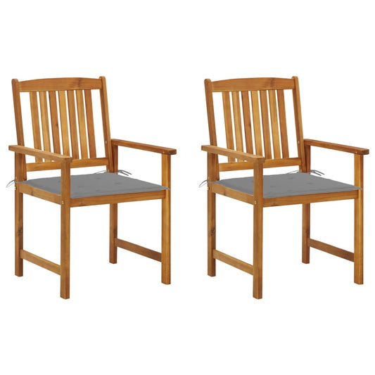 Garden Chair Set of 2 Natural wood, Grey
