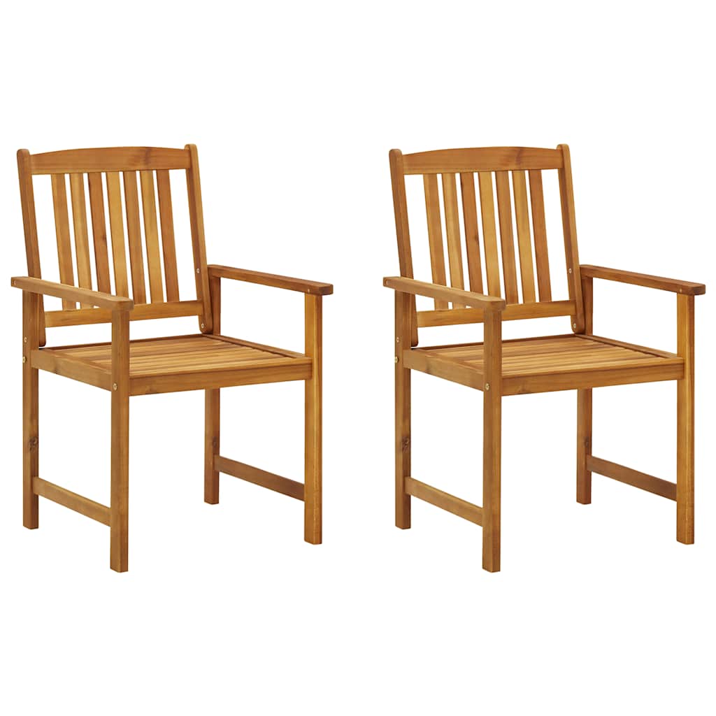 Garden Chair Set of 2 Red Solid Acacia wood, Polyester Standard