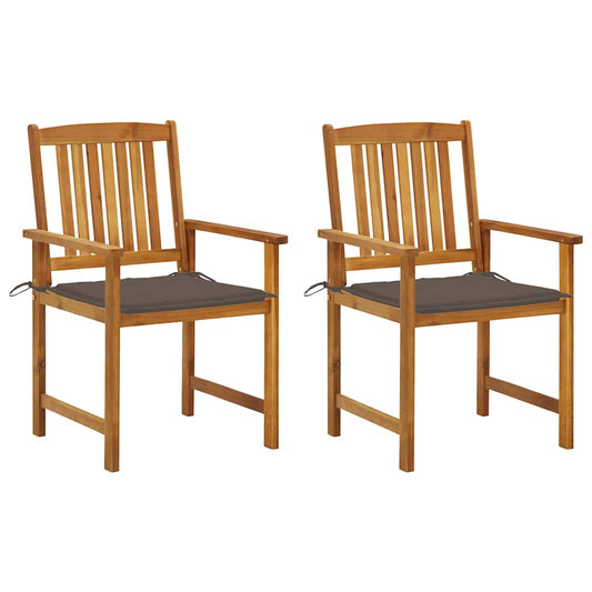 Garden Chair Set of 2 Brown Solid Acacia wood Standard Durable
